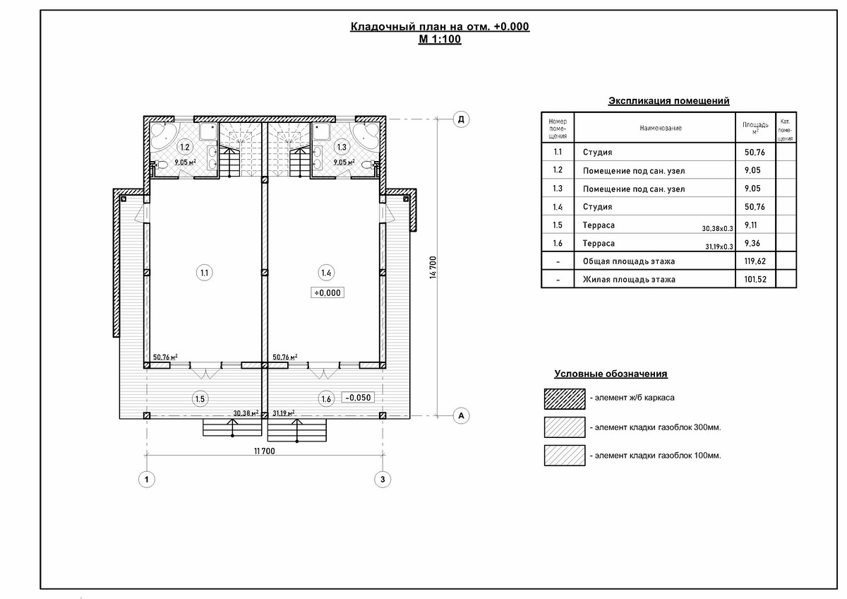 Проекты двухэтажных домов из газобетона - Симферополь, ИНстрой.  Проектирование 2-этажного дома на две семьи 180 м кв, Крым