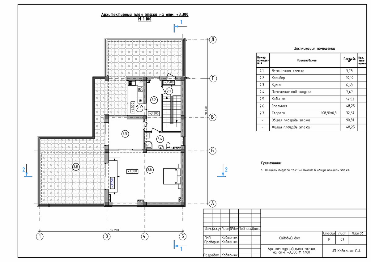 План второго этажа двухэтажного дома 18 на 16 из ракушки в современном стиле, заказать проект в Симферополе